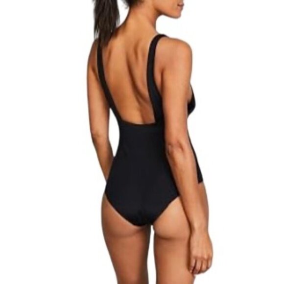 Mara Hoffman Women's Standard Audrey Black Deep V One Piece Swimsuit Size L, XL - Picture 3 of 11